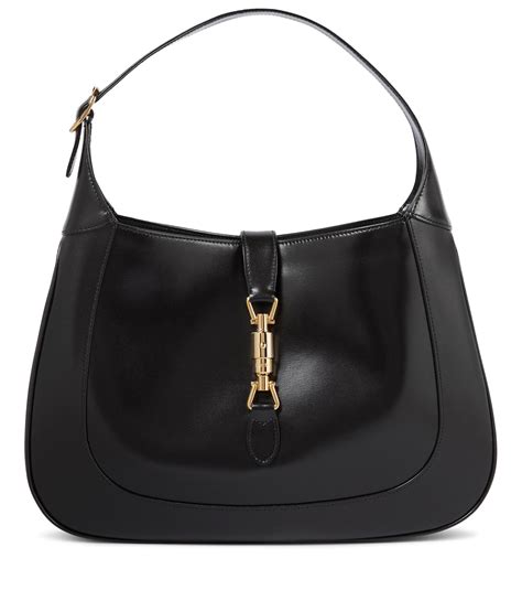 gucci 0013306 001632 black|GUCCI Jackie Leather Shoulder Bag .